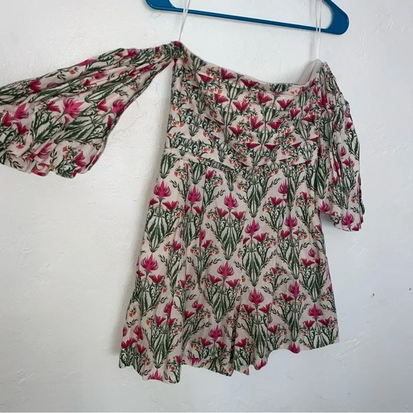 Espescia x Anthropologie off-shoulder floral-printed romper Pleated Front Spring - Picture 5 of 16
